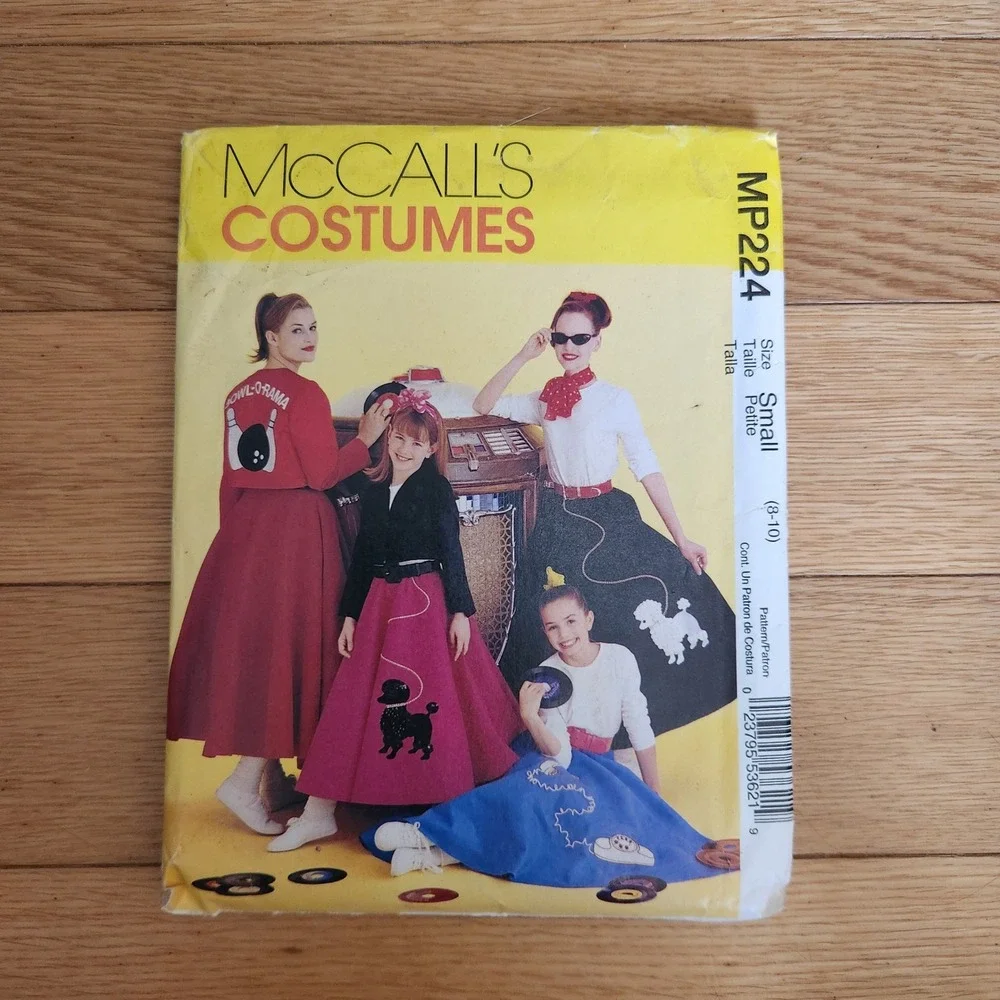 McCall's Costumes Sewing Pattern MP224 50s Poodle Skirt Teen‎ Adult Small (8-10)